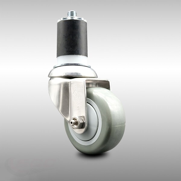 Service Caster 3 Inch 316SS Gray Polyurethane Wheel Swivel 1-3/4 Inch Expanding Stem Caster SCC-SS316EX20S314-PPUB-134 - main
